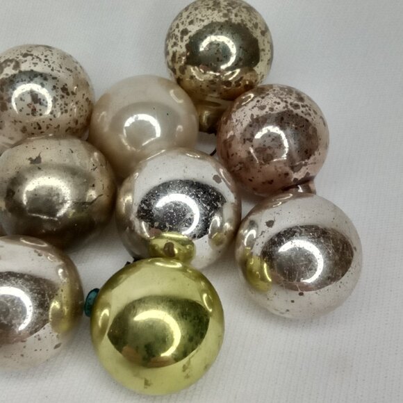 MCM Christmas Ornament Set Of 9 Feather Tree Glass Round Shiny Brite 1950s - Picture 7 of 7